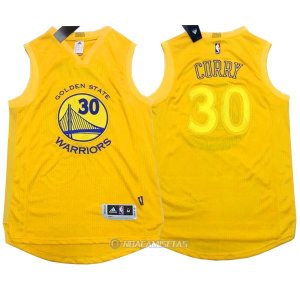 Camiseta Autentico Golden State Warriors Curry #30 Amarillo