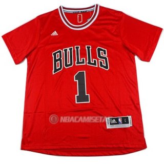 Camiseta Authentic Manga Corta Chicago Bulls Rose #1 Rojo