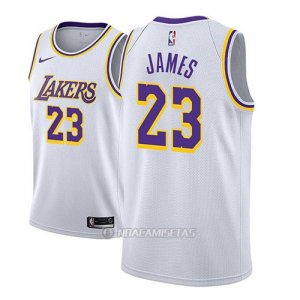 Camiseta Los Angeles Lakers Lebron James #23 Association 2018-19 Blanco