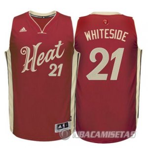 Camiseta Miami Heat Whiteside Navidad #21 Rojo