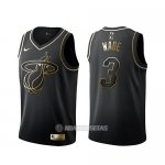 Camiseta Golden Edition Miami Heat Dwyane Wade #3 Negro