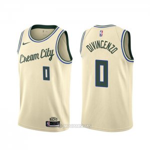 Camiseta Milwaukee Bucks Donte Divincenzo #0 Ciudad Crema