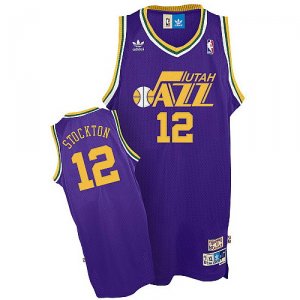 Camiseta retro de Stockton Utah Jazz #12 Purpura