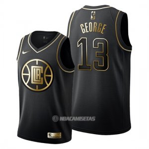 Camiseta Golden Edition Los Angeles Clippers Paul George #13 Negro