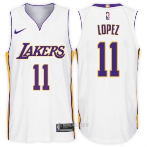 Camiseta Autentico Los Angeles Lakers Lopez #11 2017-18 Blanco
