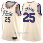 Camiseta Philadelphia 76ers Ciudad Ben Simmons #25 Crema