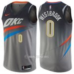 Camiseta Oklahoma City Thunder Ciudad Russell Westbrook #0 Gris