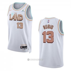 Camiseta Cleveland Cavaliers Ricky Rubio #13 Ciudad 2022-23 Blanco