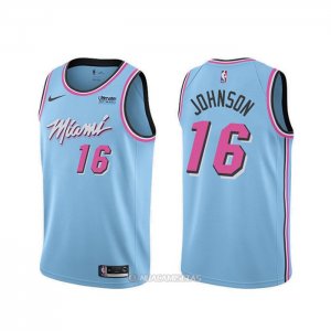 Camiseta Miami Heat James Johnson #16 Ciudad 2019-20 Azul