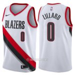 Camiseta Portland Trail Blazers Damian Lillard #0 2017-18 Blanco