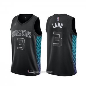 Camiseta Charlotte Hornets Jeremy Lamb #3 Ciudad Negro