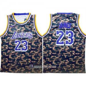 Camiseta Camuflaje Los Angeles Lakers Lebron James #23 Verde