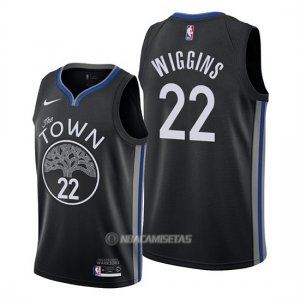 Camiseta Golden State Warriors Andrew Wiggins #22 Ciudad 2019-20 Negro