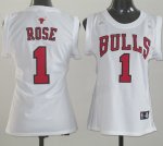 Camiseta Mujer de Rose Chicago Bulls #1 Blanco