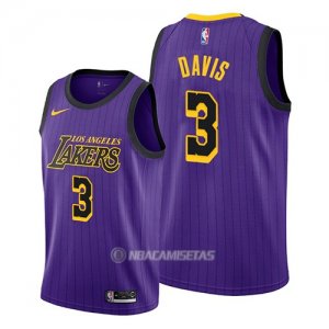 Camiseta Los Angeles Lakers Anthony Davis #3 Ciudad 2019 Violeta