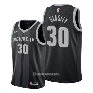 Camiseta Detroit Pistons Michael Beasley #30 Ciudad 2019-20 Negro