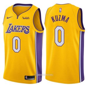 Camiseta Autentico Los Angeles Lakers Kuzma #0 2017-18 Amarillo