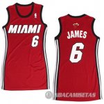 Camiseta Mujer de James Miami Heat #6 Rojo