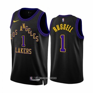 Camiseta Los Angeles Lakers D'Angelo Russell #1 Ciudad 2023-24 Negro