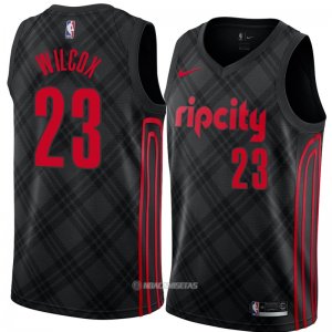 Camiseta Portland Trail Blazers Cj Wilcox #23 Ciudad 2018 Negro