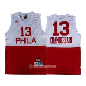 Camiseta Retro Philadelphia 76ers Chamberlain #13 Blanco Rojo