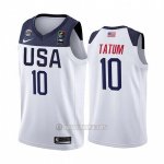 Camiseta USA Jayson Tatum #10 2019 FIBA Basketball World Cup Blanco