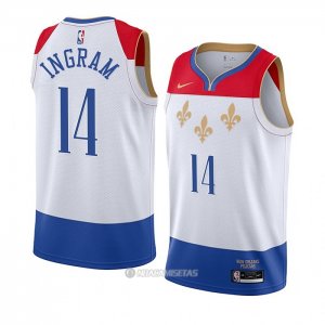 Camiseta New Orleans Pelicans Brandon Ingram #14 Ciudad 2020-21 Blanco