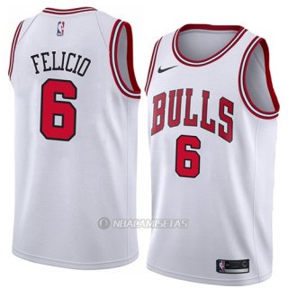 Camiseta Chicago Bulls Cristiano Felicio #6 Association 2018 Blanco
