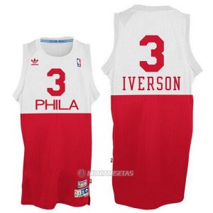 Camiseta Retro Philadelphia 76ers Iverson #3 Blanco Rojo