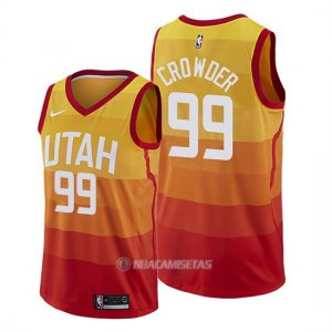 Camiseta Utah Jazz Jae Crowder #99 Ciudad Edition Naranja
