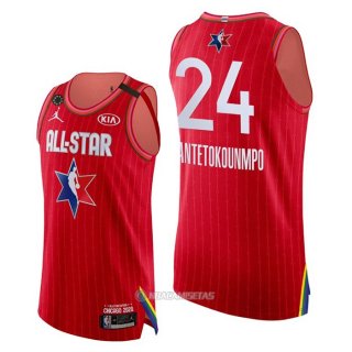 Camiseta All Star 2020 Milwaukee Bucks Giannis Antetokounmpo #24 Autentico Rojo