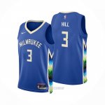 Camiseta Milwaukee Bucks George Hill #3 Ciudad 2022-23 Azul