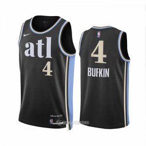 Camiseta Atlanta Hawks Kobe Bufkin #4 Ciudad 2023-24 Negro