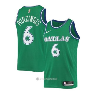 Camiseta Dallas Mavericks Kristaps Porzingis #6 Hardwood Classic 2020-21 Verde