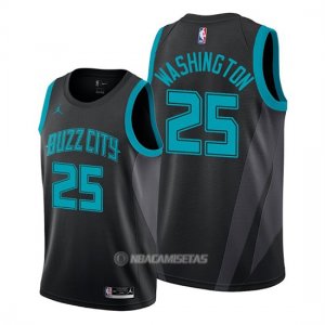 Camiseta Charlotte Hornets P.j. Washington #25 Ciudad 2018-19 Negro