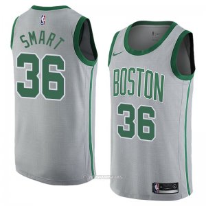Camiseta Boston Celtics Marcus Smart #36 Ciudad 2018 Gris