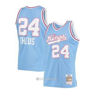 Camiseta Sacramento Kings Reggie Theus #24 Hardwood Classics 1985-86 Azul