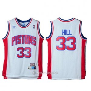 Camiseta Retro Detroit Pistons Hill #33 Blanco