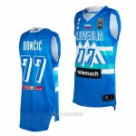 Camiseta Slovenia Luka Doncic #77 Tokyo 2021 Azul