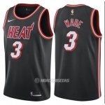 Camiseta Miami Heat Wade #3 Ciudad 2017-18 Negro Rojo