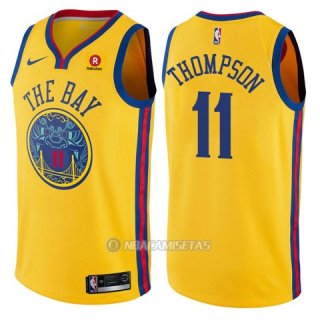 Camiseta Golden State Warriors Ciudad Klay Thompson #11 Amarillo