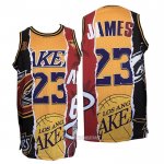 Camiseta Los Angeles Lakers Lebron James #23 Heat Cavaliers Negro Rojo Amarillo