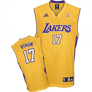 Camiseta Los Angeles Lakers Bynum #17 Amarillo