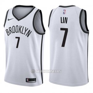Camiseta Brooklyn Nets Jeremy Lin #7 Association 2017-18 Blanco