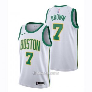 Camiseta Boston Celtics Jaylen Brown #7 Ciudad 2018-19 Blanco