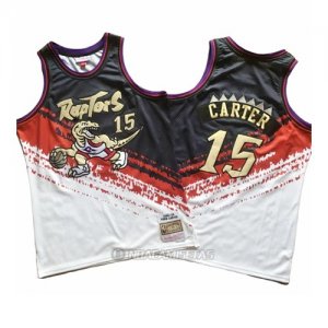 Camiseta Toronto Raptors Vince Carter #15 Mitchell & Ness Negro Rojo