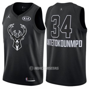 Camiseta All Star 2018 Bucks Giannis Antetokounmpo #34 Negro