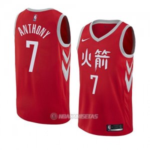 Camiseta Houston Rockets Carmelo Anthony #7 Ciudad 2018 Rojo