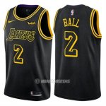 Camiseta Los Angeles Lakers Ciudad Lonzo Ball #2 Negro