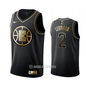 Camiseta Golden Edition Los Angeles Clippers Kawhi Leonard #2 Negro
